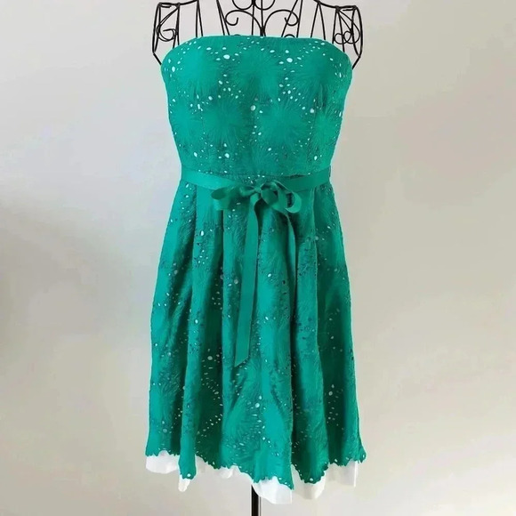 Donna Morgan Strapless Dress 6 Women's Green Layer - Picture 1 of 4